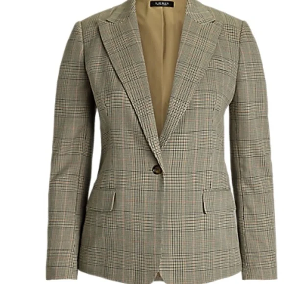 Lauren Ralph Lauren NWT Glen Plaid Cotton-Blend Twill Blazer - Picture 7 of 12